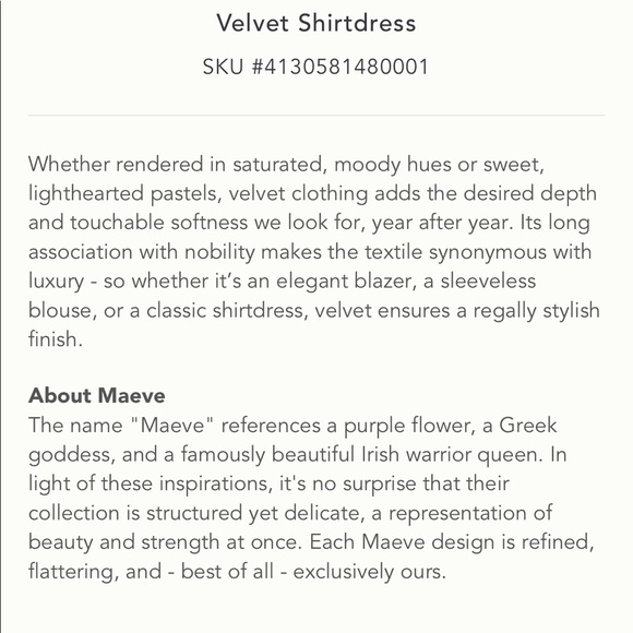 NWT Anthropologie Maeve Velvet Shirtdress 10 12 - Picture 3 of 5